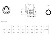 Connecteur de prise fixe à 6 broches, prise circulaire à montage par écrou, prise de panneau arrière série 1B