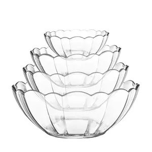 Чаши для смешивания салата из прозрачного стекла в форме цветка для обеда