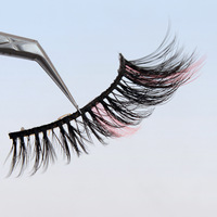 5 paires de faux cils colorés de style festif, en fibres synthétiques, style européen et américain, en stock