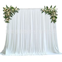 Offre Spéciale élastique lait soie voile mariage hôtel plafond vague décoration fenêtre fond extensible rideaux mariage