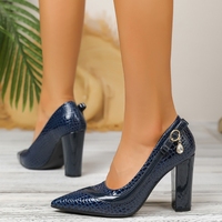 Chaussures à talons hauts pour femmes, à bout pointu, à talon épais, sexy, à motif serpent, à bout unique, à la mode, avec un style unique