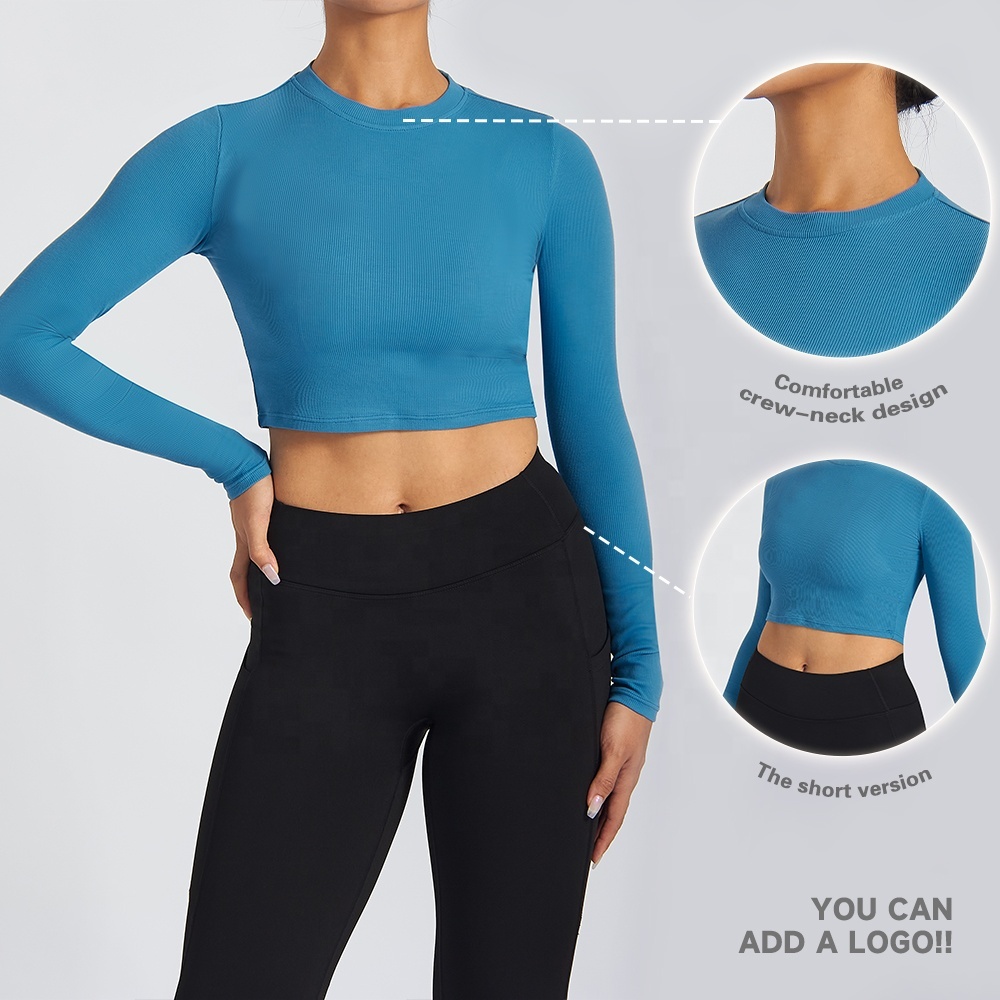 JIEJIN Just Arrival Ladies Yoga Apparel Anti Odour Breathable Quick Dry Fitness Running Compression Long Sleeves T Shirts