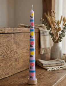 Beautifully Hand-Painted Floral Soy Paraffin Wax <b>Taper</b> <b>Candle</b>-Smokeless for Home Decor Birthdays Weddings Festive Occasions-Bulk - Product Image 1