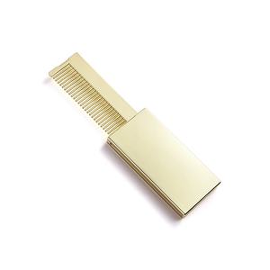 Customizable Luxury <b>Rectangle</b> Gold Metal Double Sided Portable Makeup <b>Mirror</b> with Comb - Product Image 3