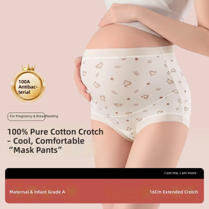 Braguitas de Maternidad de Talla Grande con Cintura Alta, Estampado de Dibujos Animados, Tela Materno-Infantil, Antibacterianas, con Entrepierna de Algodón Extendida de 16 cm - Product Image 1