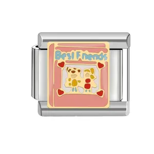 J'aime lire charme italien unisexe Bracelet en acier inoxydable 9mm série de lettres bricolage - Product Image 3