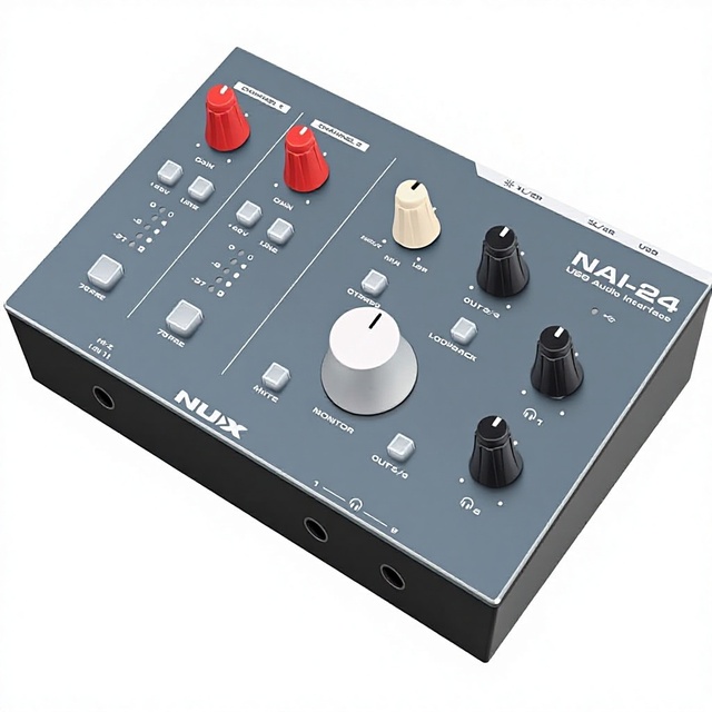 For NAI-24 Desktop USB Audio Interface 2-Input 4-Output 32-bit/192kHz Ultra-low Latency 76PRE Buttons Loopback Simple