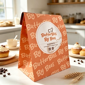 Custom Printed Square Bottom Bakery <b>Paper</b> Bags Brown Kraft Takeaway Bags For Bread Cookie Pastry Dessert Food Packaging = - Product Image 1