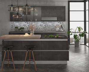 Meubles de cuisine modulaires finis laqués noir mat avec structure en MDF, îlot en marbre/roche de quartz, design australien - Product Image 2