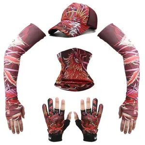 Four Set Hat Face Scarf Ice Sleeve Gloves Sleeve Fishing Shirt Sun Protection Fishing Wear