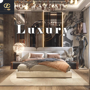 Bán chạy nhất đồ nội thất phòng ngủ sang trọng của Ý-Giường đệm bằng da-Thiết kế biệt thự-Đầu giường cực lớn-Giường đôi - Product Image 1