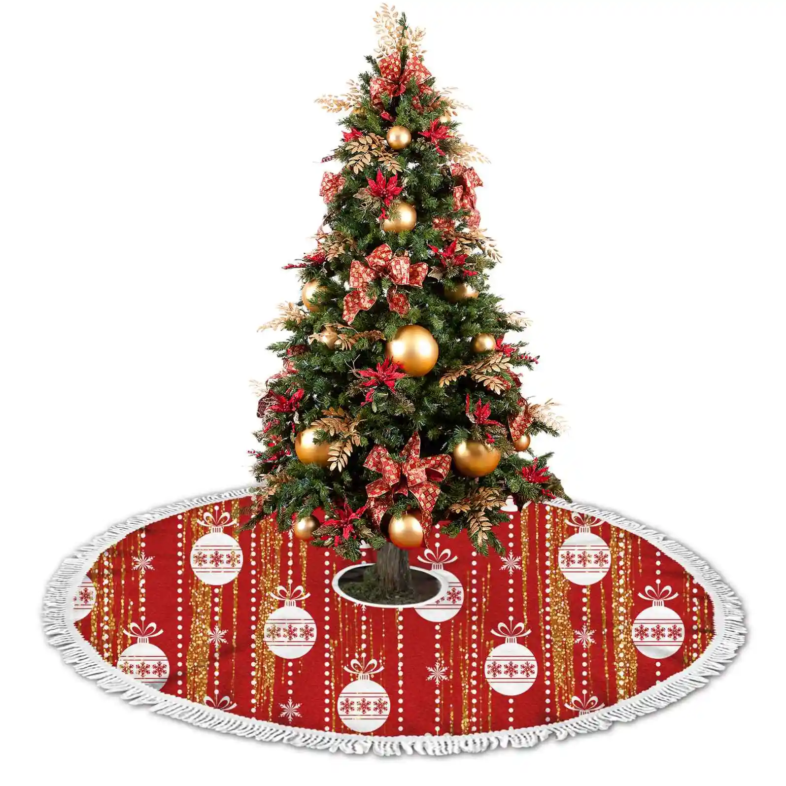 Palle per l'albero di natale con catena motivo rosso idee regalo di natale gonna rossa per albero di natale in peluche con cinturino decorazione per la casa personalizzata