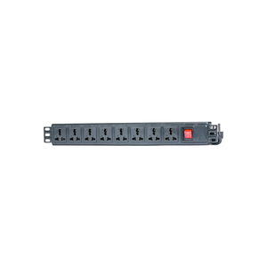 8 Way National Standard PDU Power Strip 1U Rack Mount <b>3</b>-<b>Pin</b> CN <b>Socket</b> 10A 250V with Lighted Master Switch - Product Image 1