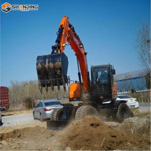 Mini-excavatrice sur pneus SHANDING, livraison gratuite, cabine, 8,5 tonnes, 9 tonnes, mini-excavatrice économique pour la remise en état des terres agricoles - Product Image 4