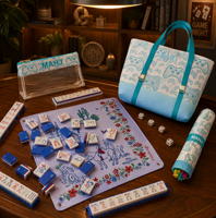Meilleures ventes : Ensemble de tuiles de Mahjong américaines de luxe en acrylique bleu, écologique et résistant à l'eau, et Bottes de cowboy occidentales modernes pliables