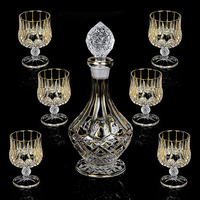 Ensemble de verres à whisky et à vin rouge de luxe français avec fil d'or importé Verre à liqueur en cristal haut de gamme européen Cadeau pour la maison