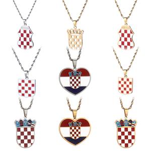 สร้อยคอโซ่<span class=keywords><strong>แผนที่</strong></span>โครเทียเคลือบสแตนเลสสีเงิน18K สร้อยคอจี้<span class=keywords><strong>แผนที่</strong></span>ธงชาติ<span class=keywords><strong>โครเอเชีย</strong></span>เคลือบทอง18K - Product Image 1