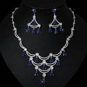 Новый Модный комплект из 2 предметов, колье и сережек с каплями в виде капли воды с фианитом, комплект украшений для женщин, свадебное платье, N-1164 для вечеринки - Product Image 3