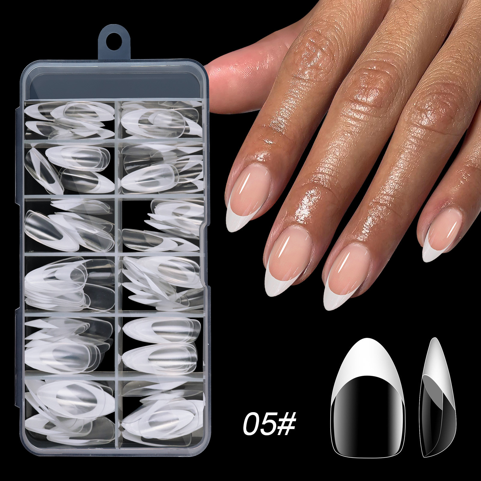 blanc-120 pointes d'ongles pointues de style français