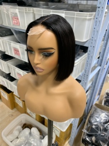 Parrucche <span class=keywords><strong>Bob</strong></span> Lisce Senza Colla in Capelli Umani, Frontale in Pizzo 13x4 4x4 5x5 2x6 per Donne Nere, Densità 210%, <span class=keywords><strong>Bob</strong></span> <span class=keywords><strong>Corto</strong></span> 8 Pollici 15A SDD - Product Image 4