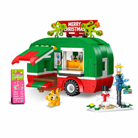 Set de Bloques de Construcción de Camión de Comida Navideño Personalizado de 315 Piezas, Estilo MOC de Arquitectura 3D, Remolque STEM, Juguete de Construcción DIY, OEM ODM
