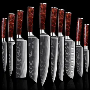 Cuchillo personalizado de acero 5cr15, 67 niveles, Damasco, juego de cuchillos de cocina para el hogar, se puede personalizar el logo, caja de regalo