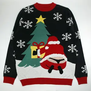 2023 özel LOGO OEM fabrika fiyat sonbahar moda kazak erkekler xxxxl çirkin kazak jakarlı ucuz noel kazak xmas jumper