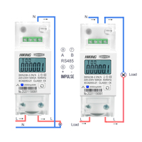 1PCS TOMZN Compteur d'énergie KWH sur rail DIN 220V 230V 50Hz 60Hz Tension Courant DDS238-2 ZN/S Monophasé RS485 MODBUS-RUT