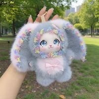 Mini pendentif en peluche pour filles, 15 cm, jouet en peluche rigide, rembourré en coton PP, animal en fourrure longue, breloque mignonne pour sac à dos et décoration de voiture