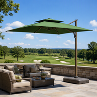 Parasol de jardin en aluminium à grande couverture, design cantilever, double ventilation, système d'éclairage LED, structure résistante aux intempéries