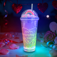 Gobelet isotherme à double paroi LED Neonglo 16oz (motifs licorne/arc-en-ciel/donut) - Alimenté par batterie, portable, prix d'usine, nouvelle arrivée