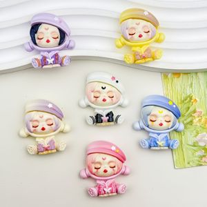 Breloques en résine DIY pour filles, motif dessin animé mignon, posture assise, pour loisirs créatifs avec colle crème, autocollants pour coques de téléphone, style artistique - Product Image 2