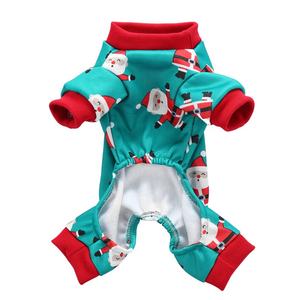 इनडोर लक्ज़री पेट वेस्ट क्रिसमस सांता प्रिंट डॉग <span class=keywords><strong>4</strong></span> लेग कपड़े छोटे मध्यम बड़े फॉल पार्टी कॉटन टी-शर्ट पालतू कोट - Product Image 2