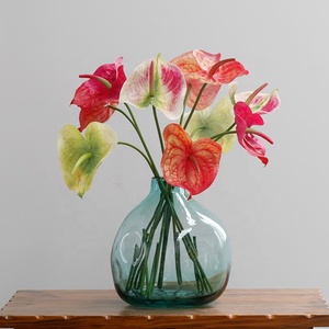 M152 لوازم ديكورات زفاف للمنزل Kwiaty Sztuczne الزهور محاكاة أوراق زهرة ريال اللمس مصنع <span class=keywords><strong>Anthurium</strong></span> الحرير الاصطناعي <span class=keywords><strong>Anthurium</strong></span> - Product Image 5