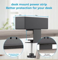 Regleta de escritorio con 8 tomas de CA y abrazadera, con USB-C PD de 20W y USB-A de 18W, 1875W de alta capacidad, enchufe de escritorio de doble capa para oficina y hogar