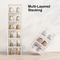 Conteneurs de stockage empilables multifonctions Boîtes à chaussures en plastique transparent écologique avec couvercles Bac de stockage
