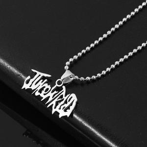 Vente en gros hip <span class=keywords><strong>pop</strong></span> <span class=keywords><strong>rap</strong></span> pendentif chanteur en acier inoxydable jus wrld collier - Product Image 1