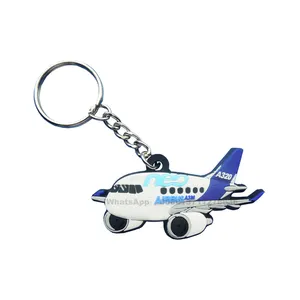 Custom 3D air plane shape custom logo pvc rubber keychain key holder