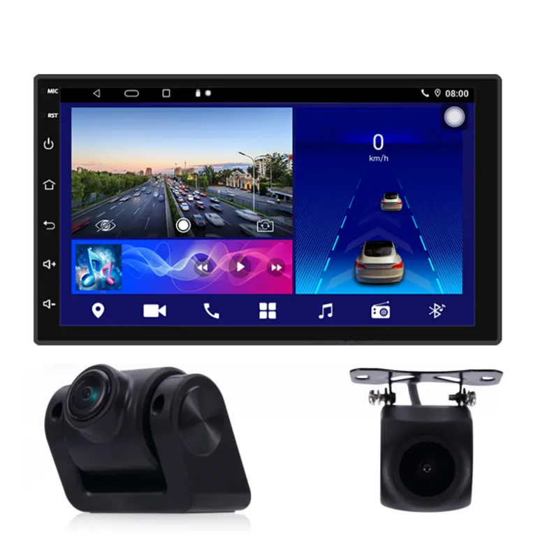 Estéreo de coche Android de 9 pulgadas DVR delantero y trasero