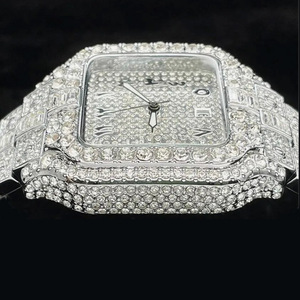 高級ユニーク メンズ ダイヤモンド ウォッチ 男性用 スクエア シルバー 腕時計 カスタム アラビア文字盤 アイスアウト ジルコン ラグジュアリー クォーツ リストウォッチ - Product Image 3