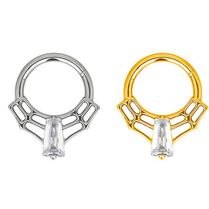 Anillos de segmento de estilo Punk caliente para mujer joyería corporal de moda Asscher Cut Zircon Center ASTM F136 titanio Bodas de alto grado - Product Image 4