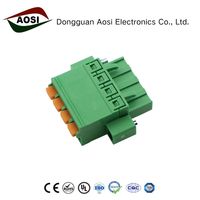 Conector de Bloque de Terminales PCB AOSI 5.0MM/5.08MM Phoenix Enchufable de Aleación de Cobre con Resorte 12A 300V con Brida 2EDGKN KF2EDGKN