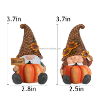 Décoration de maison de Thanksgiving gnome kawaii, figurine en résine de citrouille, gnome espiègle, ornement peint à la main, réaliste, taille personnalisable