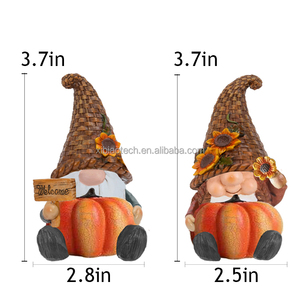 Décoration de maison de Thanksgiving gnome kawaii, <span class=keywords><strong>figurine</strong></span> en résine de citrouille, gnome espiègle, ornement peint à la main, réaliste, taille personnalisable - Product Image 5