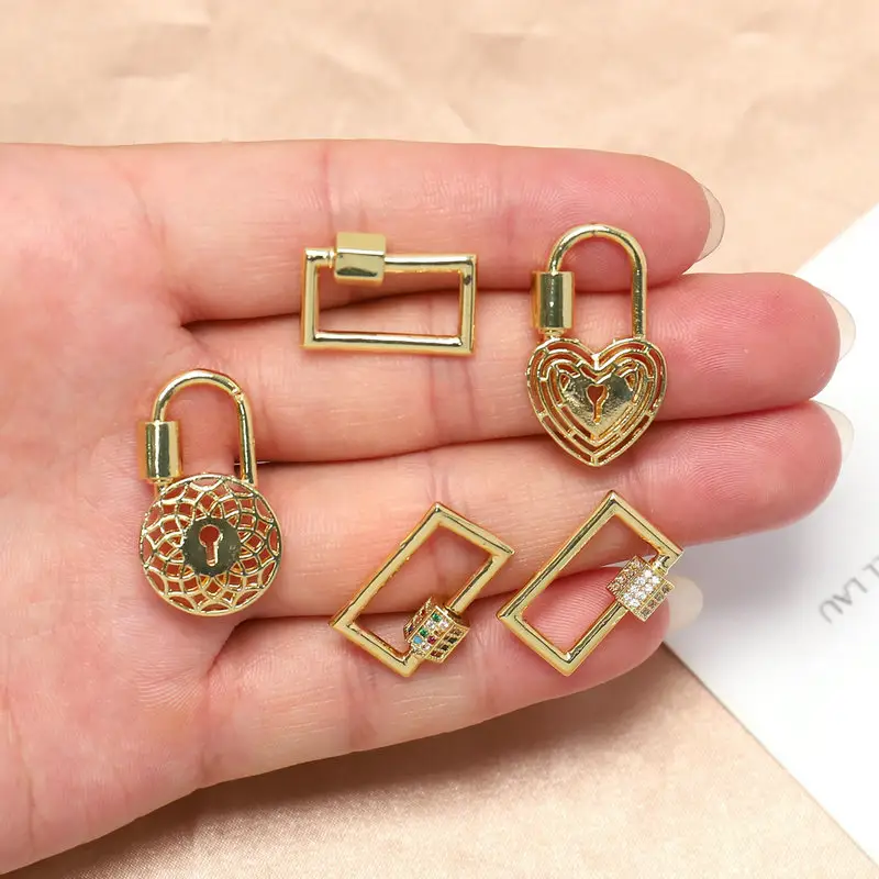 Fashion rectangle round heart shape gold plated clasps findings for women jewelry