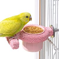 Mangeoire suspendue pour oiseaux avec perchoir, distributeur de nourriture pour cage à oiseaux pour petits et moyens perroquets, oiseaux de compagnie