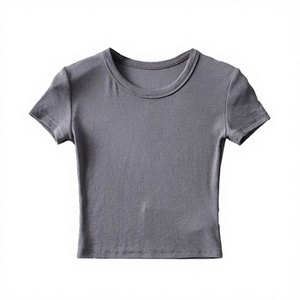 Wholesale Fashion Custom Logo Print Sexy Women's Summer <b>Crop</b> <b>Tops</b> 100% Cotton Knitted Eco-Friendly Anti-Pilling - Product Image 2