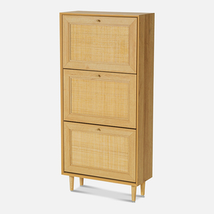2024 3-Drawer Freestanding <strong>Rattan</strong> <strong>Shoe</strong> Rack Organizer Wooden Flip Drawers Tipping <strong>Shoe</strong> Cabinet for Living Room Entryway <strong>Storage</strong> - Product Image 3