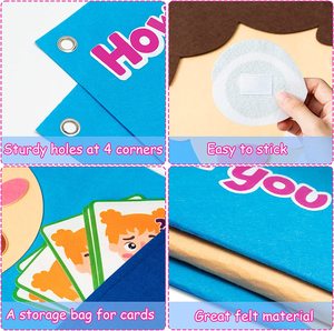 Ensemble de cartes émotionnelles en feutre de coton moderne pour l'apprentissage des expressions faciales et des émotions, à suspendre <span class=keywords><strong>au</strong></span> <span class=keywords><strong>mur</strong></span> - Product Image 3