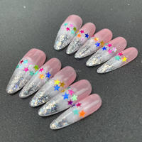 Pure Hand-presionado Nail Bling Flash French Gradient Glitter Alta calidad Reutilizable Fábrica al por mayor